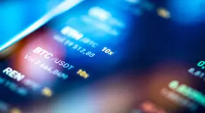 Close-up of stock data on a screen
