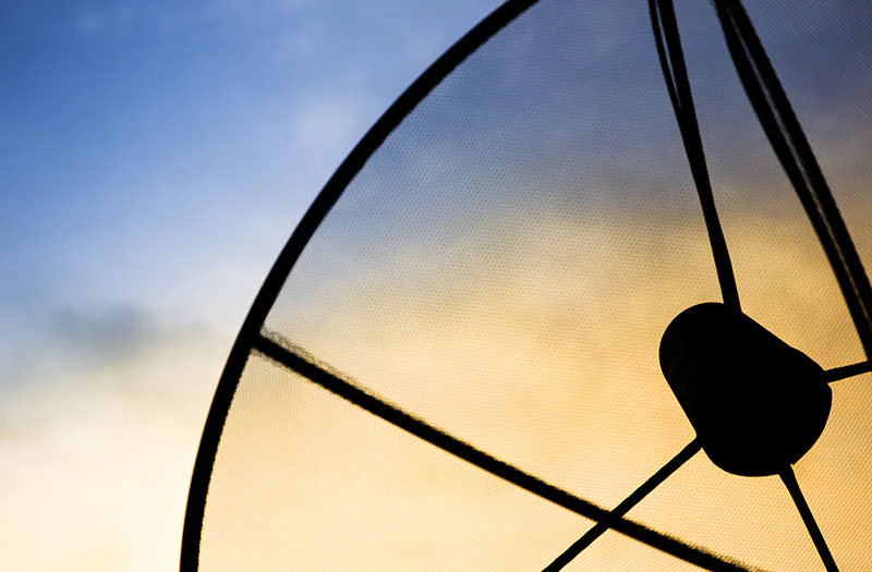 Satellite dish and beautiful morning sky.