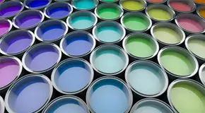 Colorful paint cans