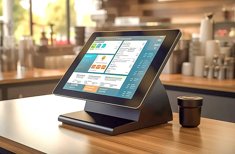 Touch cash register terminal in catering facilities