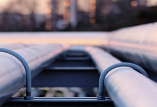 Gas pipes at a refinery.