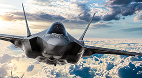 Fighter aircraft in the sky