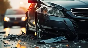 Broken car in an accident