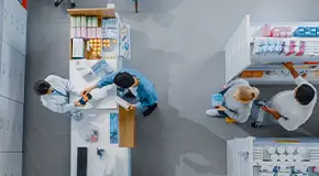 People in line at a pharmacy